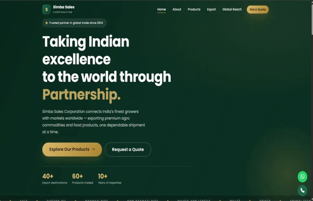 Simba Sales Corporation — website by Kaimak Crevanto